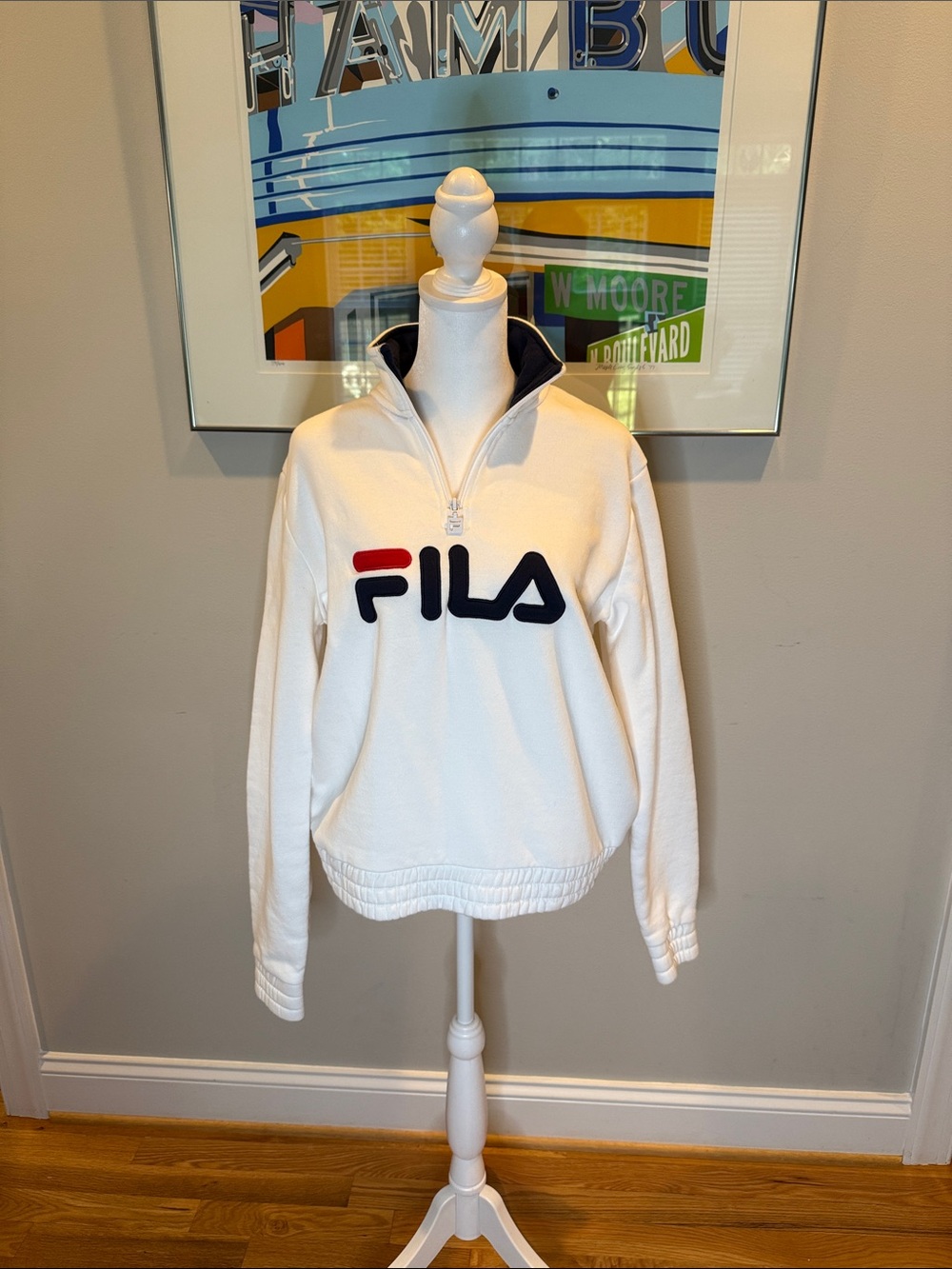 Fila Black Short-Sleeve Ribbed Midi Dress